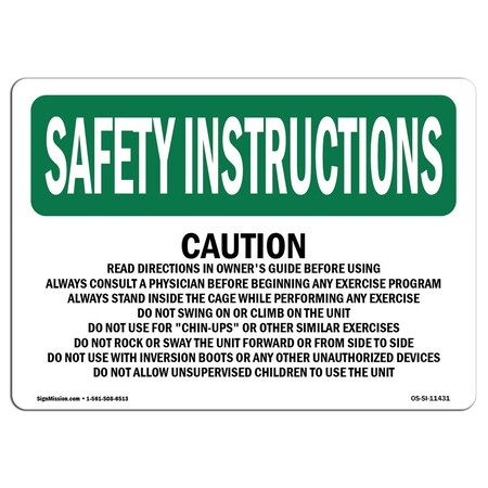 Signmission OSHA INSTRUCTIONS Sign, Read Directions In Owner's Guide, 14in X 10in Alum, 10" W, 14" L, Landscape OS-SI-A-1014-L-11431
